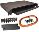 12-Strand Pre-Loaded OM1 Multimode ST Slide-Out 1U Fiber Patch Panel with Jacketed Pigtail Bundle