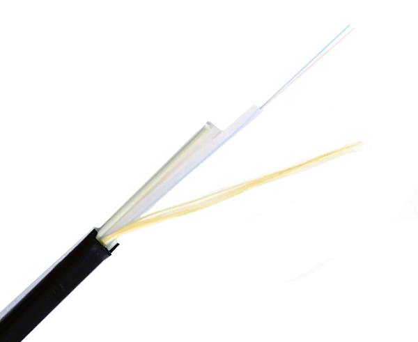 Flat Drop Cable Gel Single Mode SMF28 Ultra Fiber 2 Fiber, Polyethylene Jacket