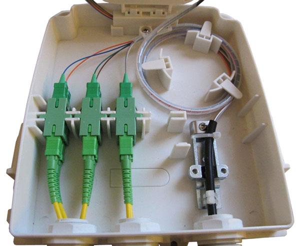 FTTH Wall Mount Plastic Fiber Distribution Unit, Up to 8 Ports, Up to 12 Splices