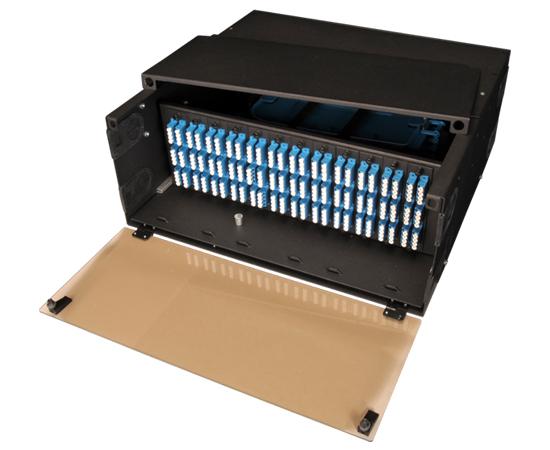 High Density Slide-Out Patch Panel, Rack Mount 4RU, 12 Adapter Panel & 8 Splice Tray Capacity