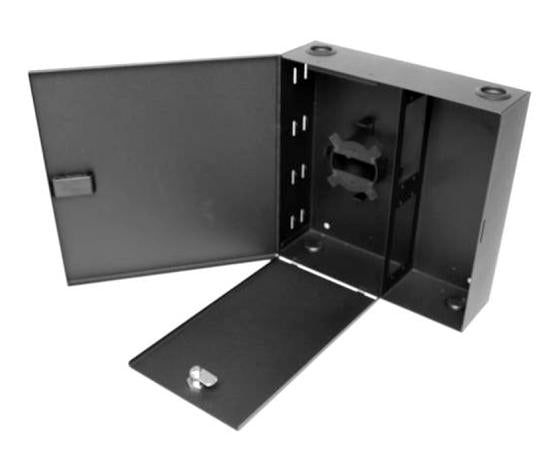 Single Outer Door Fiber Wall Mount Enclosure, 4 Splice Tray & 4 Panel Capacity, Black