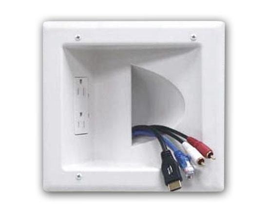 Recessed Media Plate w/ Duplex Receptacle - White - Primus Cable