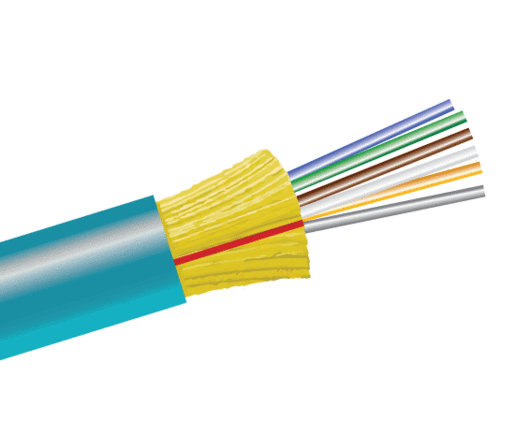 Tight Buffer Distribution Riser Fiber Optic Cable, Multimode 10 Gig OM3, Indoor/Outdoor