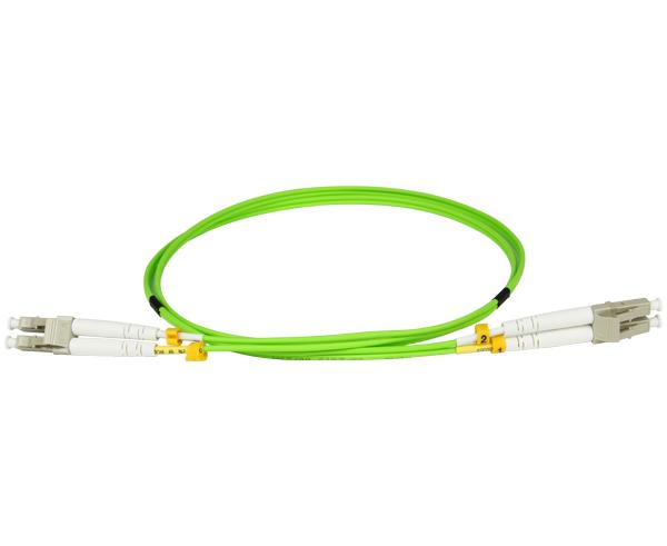 LC/UPC-LC/UPC OM5 Multimode Duplex OFNR Lime Green Fiber Optic Patch Cable