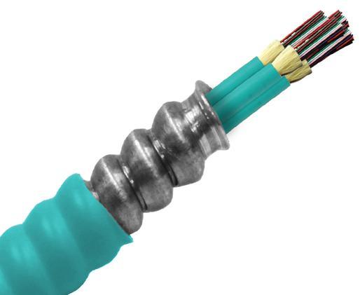 Armored Distribution, Riser Fiber Optic Cable, Multimode, OM4, Corning Fiber, Indoor, OFCR (Per Foot)