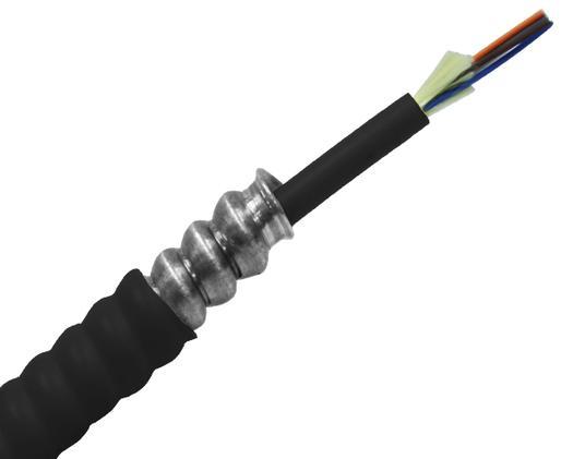 Armored Distribution, Plenum Fiber Optic Cable, Multimode, OM4, Corning Fiber, Indoor/Outdoor, OFCP (Per Foot)