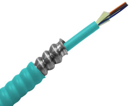 Armored Distribution, Riser Fiber Optic Cable, Multimode OM3, Corning Fiber, Indoor, OFCR (Per Foot)