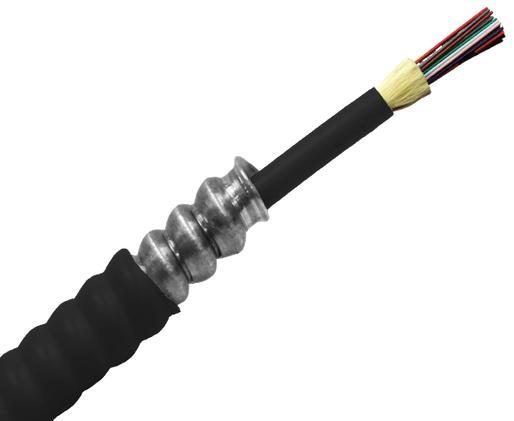 Armored Distribution, Plenum Fiber Optic Cable, Single Mode OS2, Corning Fiber, Indoor/Outdoor, OFCP (Per Foot)