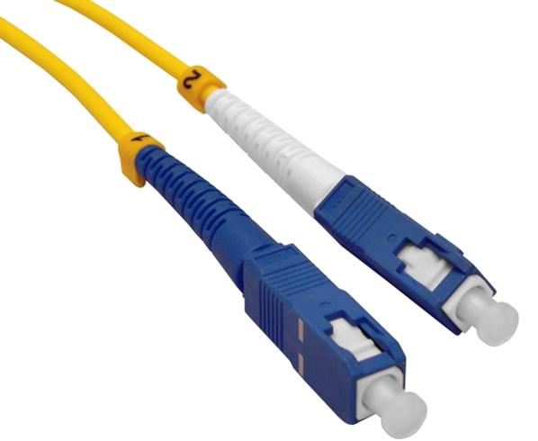 Fiber Optic Patch Cable, SC to ST, Single Mode 9/125, Duplex