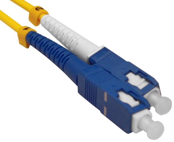 Fiber Optic Patch Cable, SC to ST, Single Mode 9/125, Duplex