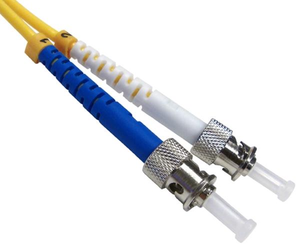 Fiber Optic Patch Cable, ST to ST, Single Mode 9/125, Duplex