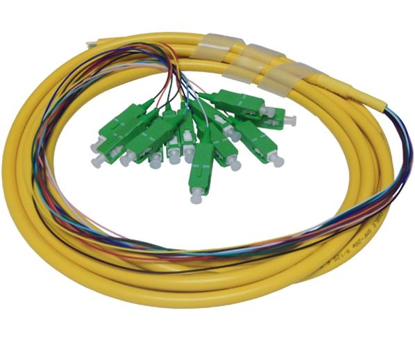 SC APC 12 Fiber Single Mode Pigtail, Jacketed, 3M