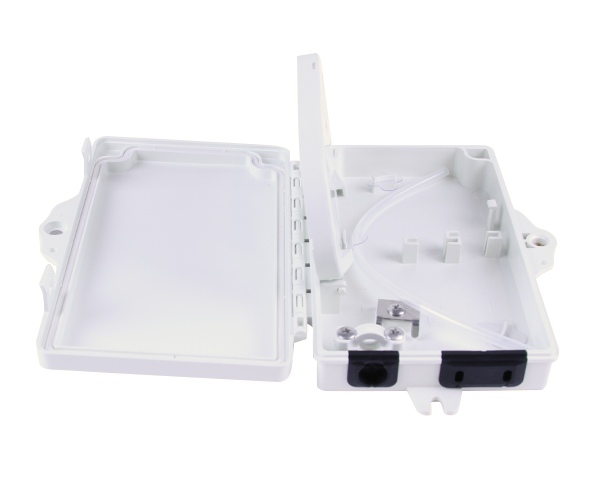 Fiber Termination Box, Wall Mount, Plastic, 2 Splices, Outdoor, IP-66 Rated White