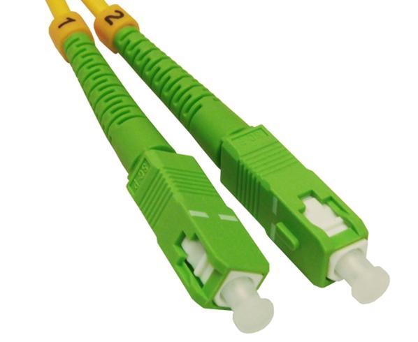 Fiber Optic Patch Cable, LC/APC to SC/APC, Single-Mode 9/125, Duplex