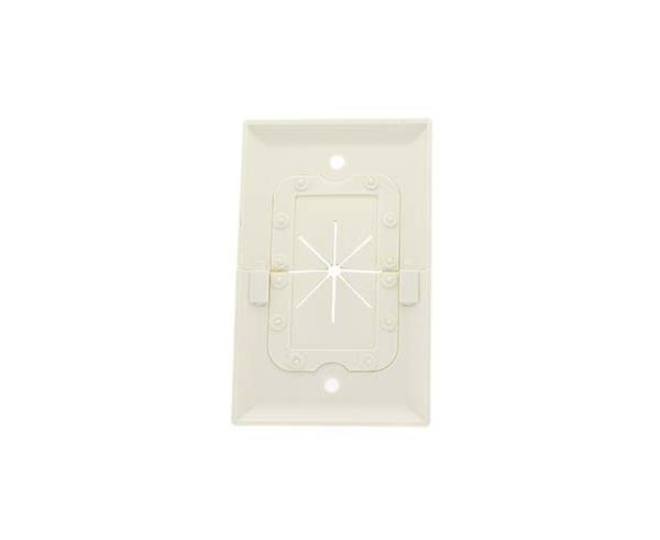 Split Feed-Through Wall Plate, 1-Gang, with Flexible Opening in White or Ivory