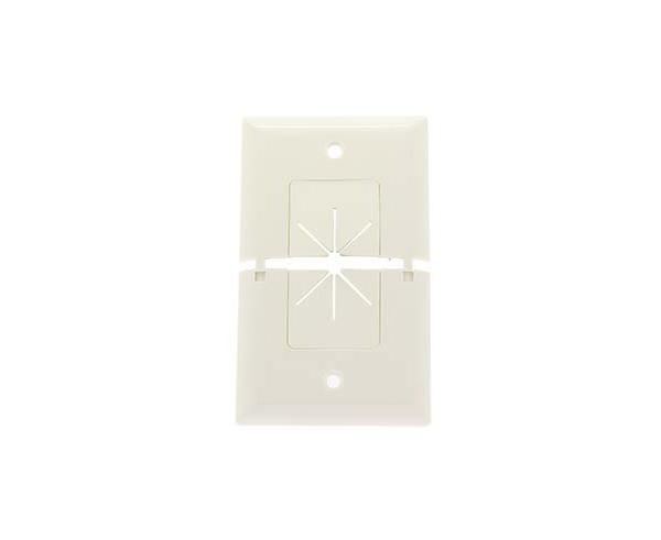 Split Feed-Through Wall Plate, 1-Gang, with Flexible Opening in White or Ivory