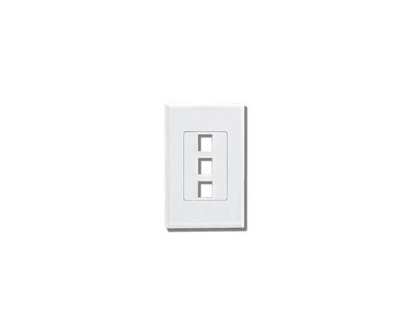 Screwless Keystone Wall Plate, Single-Gang - 3-port - White