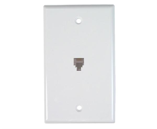  RJ11 Wall Plate With Telephone Jack - 1-Port, 4 or 6 Conductor, Flush Mount, Punchdown - Available in 2 Colors - Photos