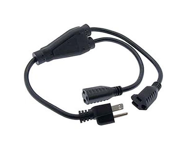 1Ft 2-Outlet Power Cord Splitter - Black