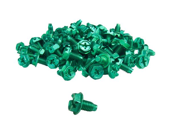 10-32 Ground Screws, 3/8" (100 Pack) - Green