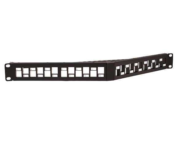 Blank Angled 24-Port Patch Panel, Staggered, 1U High Density Rack Mount