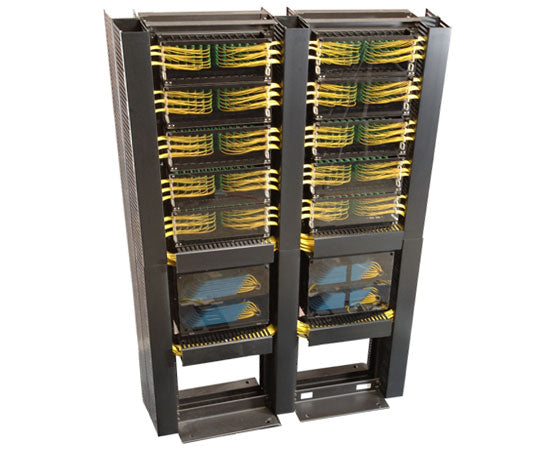 Vertical Slotted Duct Cable Manager w/ Cover, Double-Sided, Center Mount/Front & Rear.