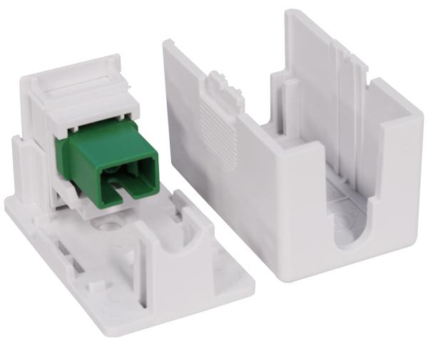 Fiber Surface Mount Box, Pre-loaded 1 port SC/APC Simplex, White