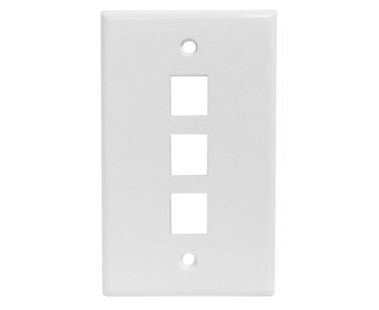 Wall Plates, - 3 Ports - White