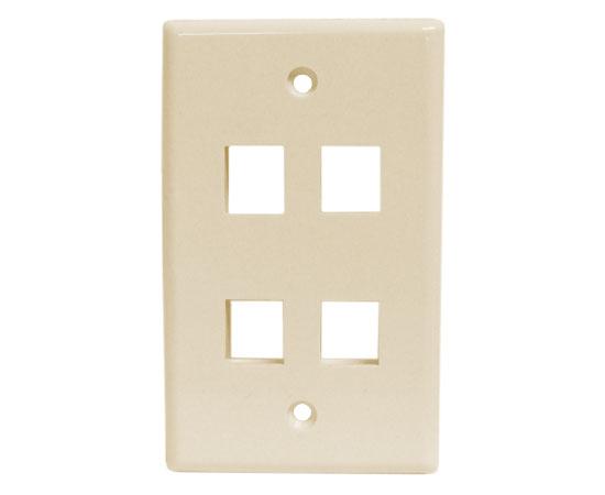 Wall Plates, - 4 Ports - Ivory