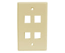 Wall Plates, - 4 Ports - Almond