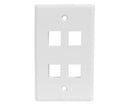 Wall Plates, - 4 Ports - White