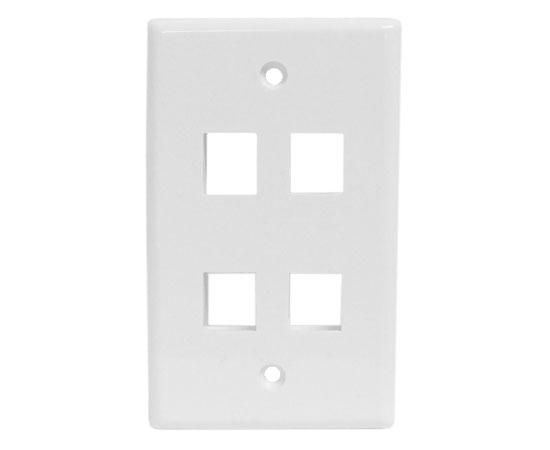 Wall Plates, - 4 Ports - White