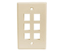 Wall Plates, - 6 Ports - Ivory