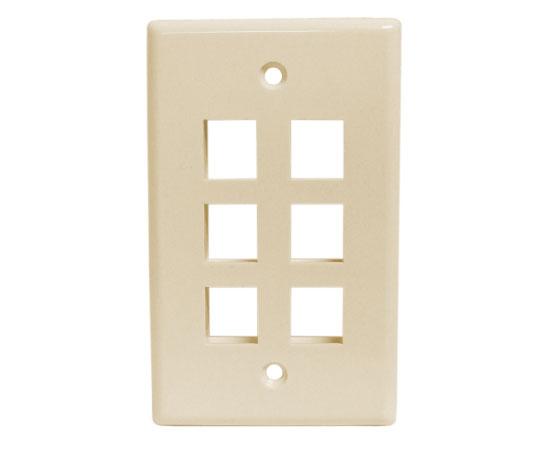 Wall Plates, - 6 Ports - Ivory