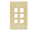 Wall Plates, - 6 Ports - Almond