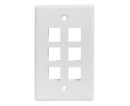 Wall Plates, - 6 Ports - White