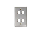 Stainless Steel Keystone Wall Plate, Single-Gang - 4-port