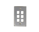 Stainless Steel Keystone Wall Plate, Single-Gang - 6-port