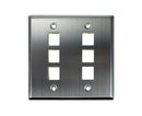 Stainless Steel Keystone Wall Plate, Double-Gang - 6 Port