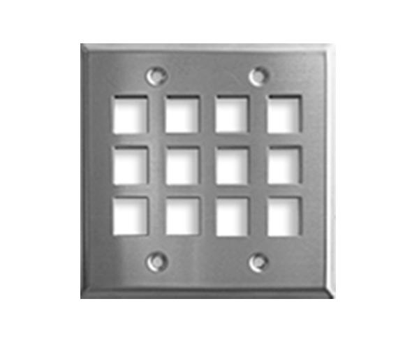 Stainless Steel Keystone Wall Plate, Double-Gang - 12 Port