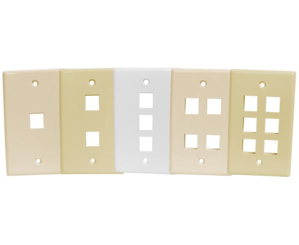 Wall Plates, - 1, 2, 3, 4, & 6 Ports - Almond, Ivory, White