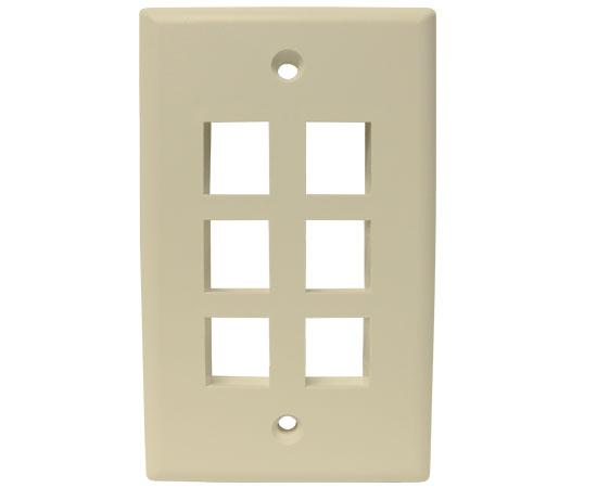 MIG+ Wall Plate, High Density 6 Ports - Ivory