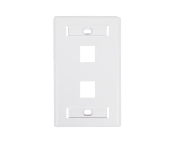  Keystone Wall Plate w/ ID Window, Single-Gang, Flush - 2-Ports -  White