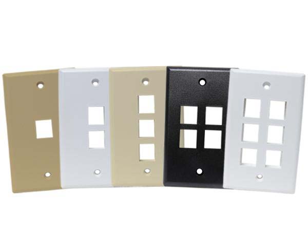 MIG+ Wall Plates, High Density 1, 2, 3, 4, and 6 Ports - Almond, Ivory, White, Black